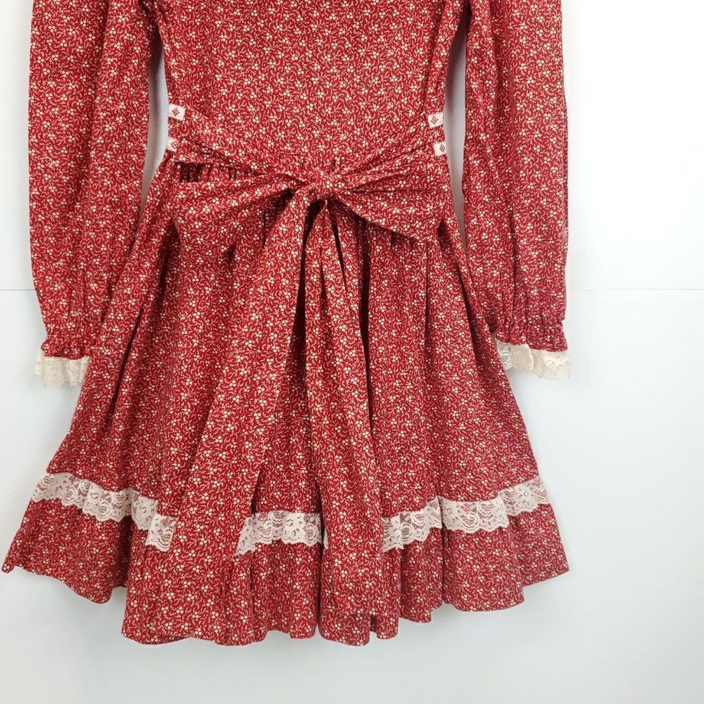 Girls Christmas Dress Handmade Mistletoe Holiday Vintage Cottagecore Size 4-5 - Picture 11 of 13